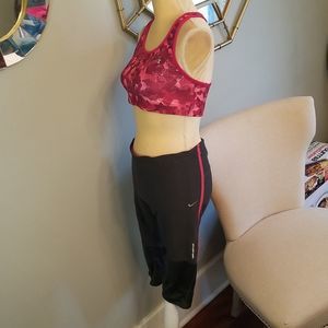 Nike Dri Fit Epic Lux Crop Capri Size Large Gray/Pink Running